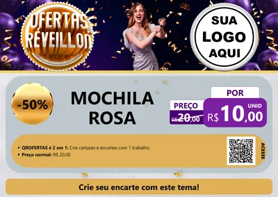 Modelo de Cartaz para Cartaz A4 Horizontal com o tema Ofertas de Réveillon para Papelaria