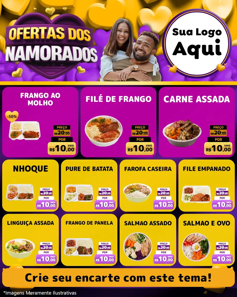 Modelo de Rede Social para Feed Instagram com o tema Oferta Dos Namorados para Restaurante