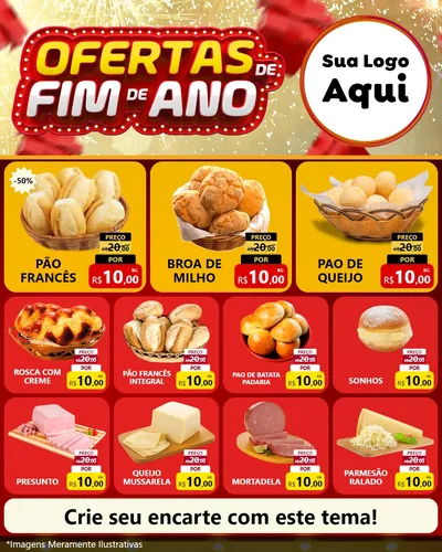 Modelo de Rede Social para Feed Instagram com o tema Ofertas de Fim de Ano para Padaria