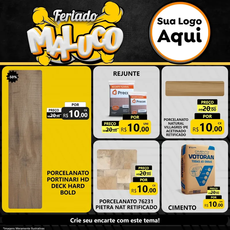 Modelo de Rede Social para Feed Facebook com o tema Feriado Maluco para Pisos e revestimentos