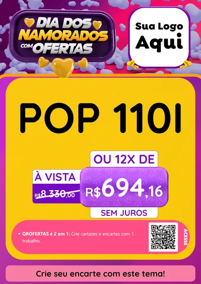 Modelo de Cartaz para Cartaz A4 Vertical com o tema Dia Dos Namorados Com Ofertas para Concessionaria de Motos