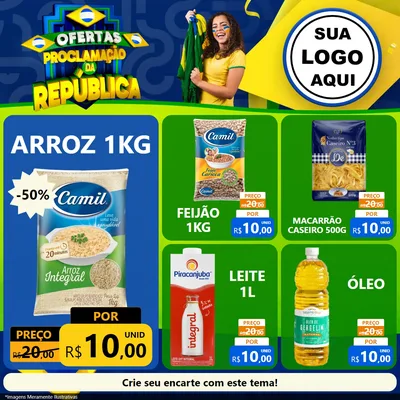 Modelo de Rede Social para Feed Facebook com o tema Ofertas Proclamação da República para Supermercado