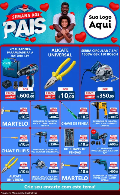 Modelo de Encarte para Encarte Grande com o tema Semana Dos Pais para Maquinas e Ferramentas