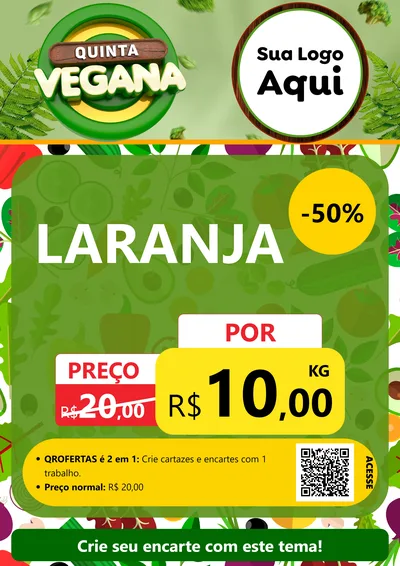 Modelo de Cartaz para Cartaz A4 Vertical com o tema Quinta Vegana para Hortifrúti