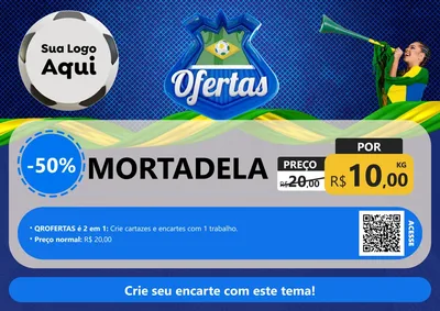 Modelo de Cartaz para Cartaz A4 Horizontal com o tema Ofertas (Futebol) para Frios e Laticínios