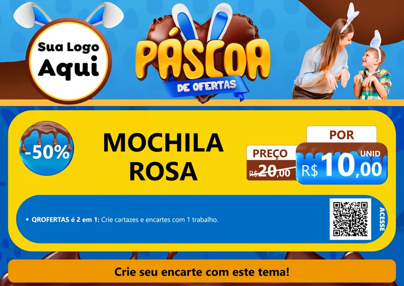 Modelo de Cartaz para Cartaz A4 Horizontal com o tema Páscoa de Ofertas para Papelaria