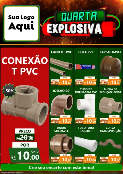 Modelo de Encarte para Encarte A4 Vertical com o tema Quarta Explosiva para Tubos e conexões