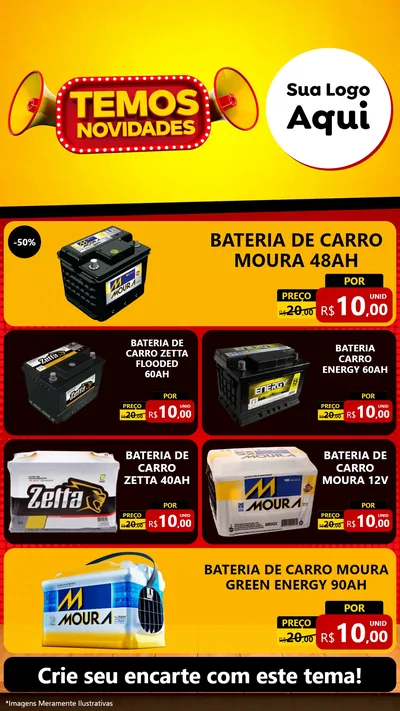 Modelo de TV para TV Vertical com o tema Temos Novidades para Baterias Elétricas