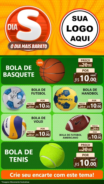 Modelo de TV para TV Vertical com o tema Dia S - O Dia Mais Barato para Artigos Esportivos