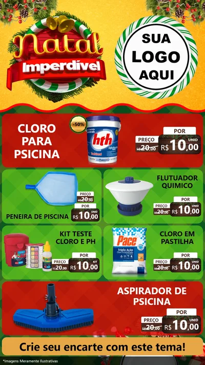 Modelo de TV para TV Vertical com o tema Natal Imperdível para Produtos para Piscina