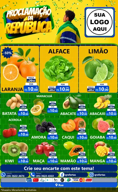 Modelo de Encarte para Encarte Grande com o tema Proclamação da República para Hortifrúti