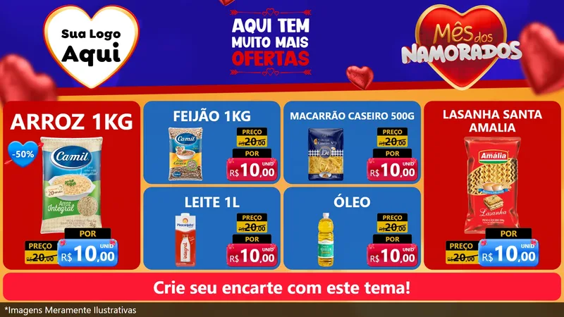 Modelo de TV para TV Horizontal com o tema Mês dos Namorados para Supermercado