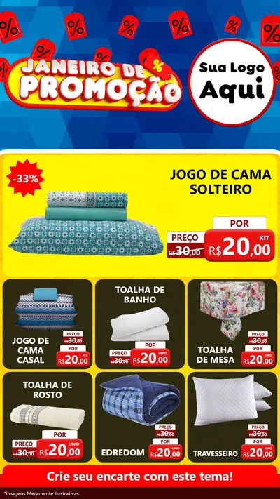 Modelo de Rede Social para Stories com o tema Janeiro de Promoção para Cama, Mesa e Banho