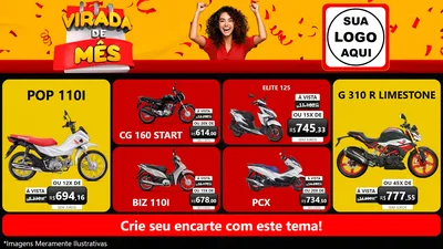 Modelo de TV para TV Horizontal com o tema Virada de Mês para Concessionaria de Motos