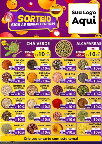 Modelo de Encarte para Encarte A4 Vertical com o tema Sorteio para Produtos Naturais