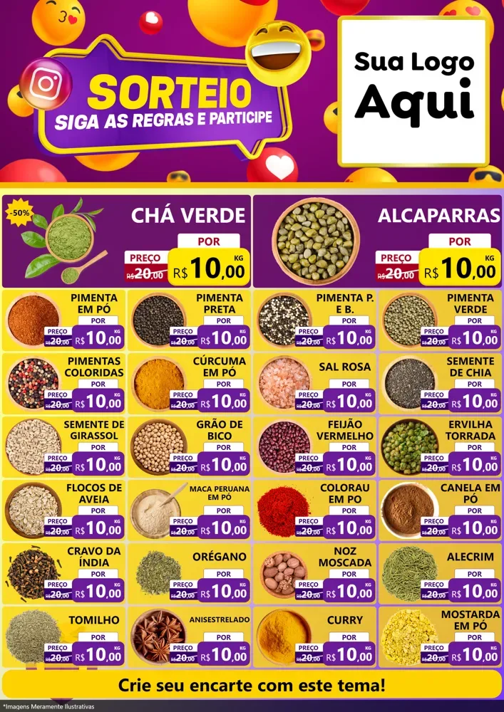 Modelo de Encarte para Encarte A4 Vertical com o tema Sorteio para Produtos Naturais