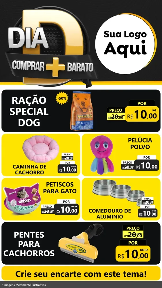 Modelo de TV para TV Vertical com o tema Dia D Mais Economia para Pet Shop