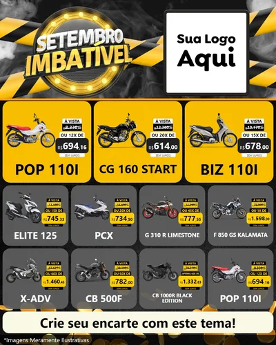 Modelo de Rede Social para Feed Instagram com o tema Setembro Imbatível para Concessionaria de Motos