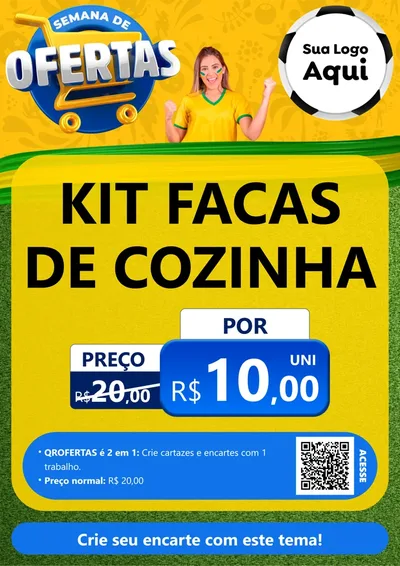 Modelo de Cartaz para Cartaz A4 Vertical com o tema Semana de Ofertas - Copa para Utilidades Domésticas