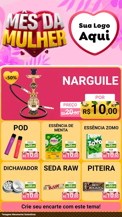 Modelo de Rede Social para Stories com o tema Mês da Mulher para Tabacaria