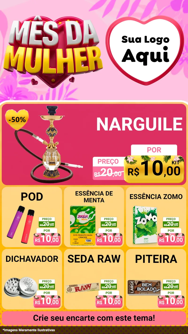 Modelo de Rede Social para Stories com o tema Mês da Mulher para Tabacaria