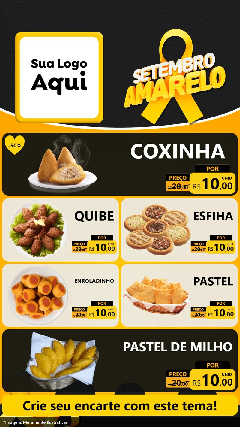 Modelo de TV para TV Vertical com o tema Setembro Amarelo para Salgadaria