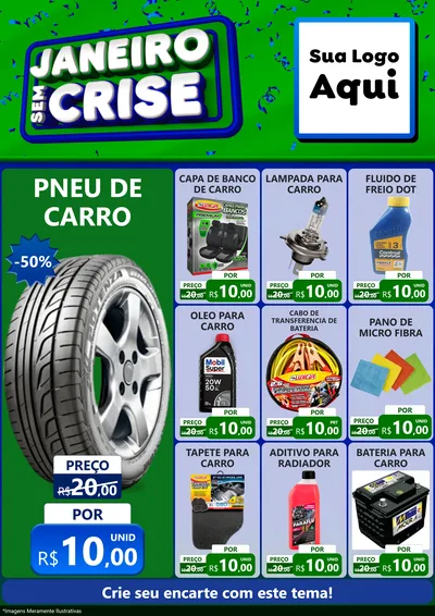 Modelo de Encarte para Encarte A4 Vertical com o tema Janeiro Sem Crise para Auto peças