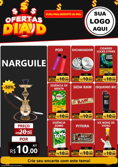 Modelo de Encarte para Encarte A4 Vertical com o tema Ofertas Dia D para Tabacaria