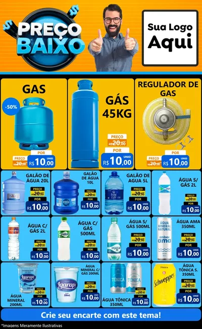 Modelo de Encarte para Encarte Grande com o tema Preço Baixo para Água e gás
