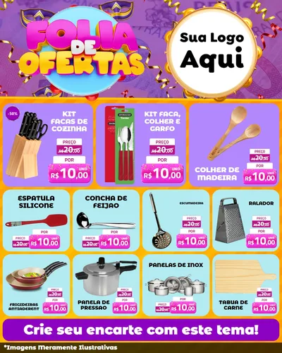 Modelo de Rede Social para Feed Instagram com o tema Folia de Ofertas para Utilidades Domésticas