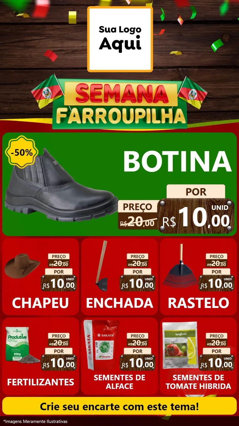 Modelo de Rede Social para Stories com o tema Semana Farroupilha para Agropecuária