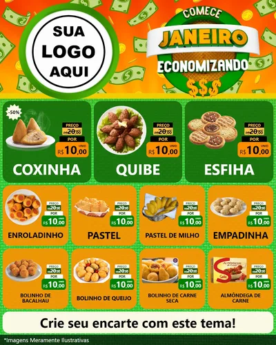 Modelo de Rede Social para Feed Instagram com o tema Comece Janeiro Economizando para Salgadaria