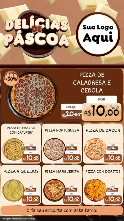 Modelo de Rede Social para Stories com o tema Delícias de Páscoa para Pizzaria