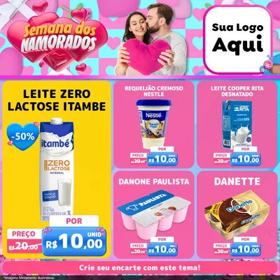 Modelo de Rede Social para Feed Facebook com o tema Semana dos Namorados para Frios e Laticínios