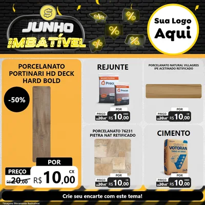 Modelo de Rede Social para Feed Facebook com o tema Junho Imbatível para Pisos e revestimentos