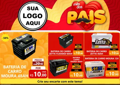 Modelo de Encarte para Encarte A4 Horizontal com o tema Mês Dos Pais para Baterias Elétricas