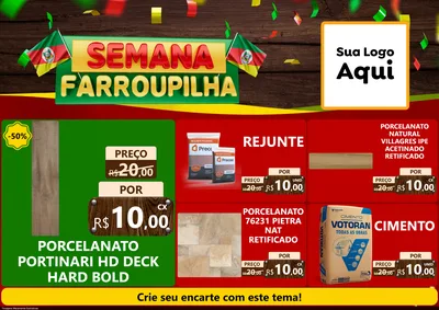 Modelo de Encarte para Encarte A4 Horizontal com o tema Semana Farroupilha para Pisos e revestimentos