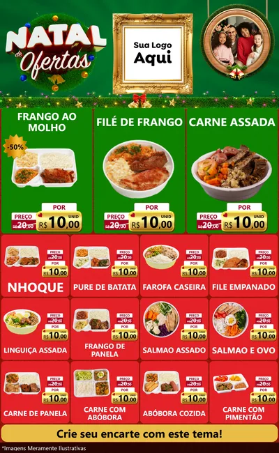Modelo de Encarte para Encarte Grande com o tema Natal de Ofertas para Restaurante
