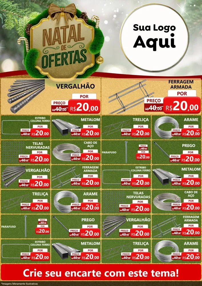 Modelo de Encarte para Encarte A4 Vertical com o tema Ofertas de Natal para Ferragens
