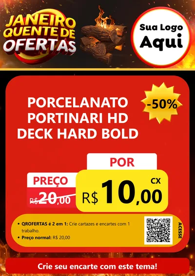 Modelo de Cartaz para Cartaz A4 Vertical com o tema Janeiro Quente de Ofertas para Pisos e revestimentos