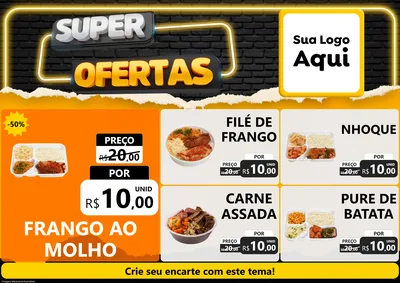 Modelo de Encarte para Encarte A4 Horizontal com o tema Super Ofertas para Restaurante