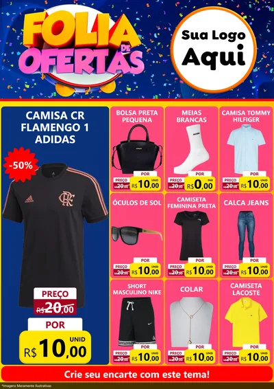 Modelo de Encarte para Encarte A4 Vertical com o tema Folia de Ofertas para Roupas e acessórios