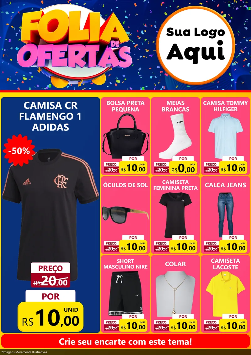 Modelo de Encarte para Encarte A4 Vertical com o tema Folia de Ofertas para Roupas e acessórios