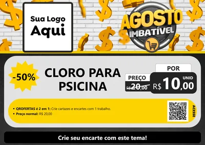 Modelo de Cartaz para Cartaz A4 Horizontal com o tema Agosto imbatível para Produtos para Piscina