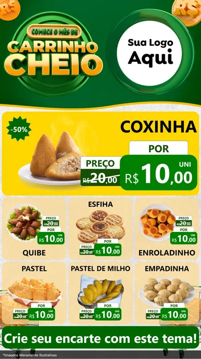 Modelo de Rede Social para Stories com o tema Carrinho Cheio para Salgadaria