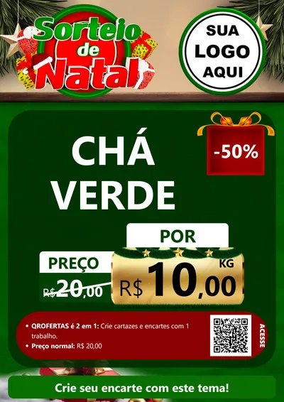 Modelo de Cartaz para Cartaz A4 Vertical com o tema Sorteio de Natal para Produtos Naturais