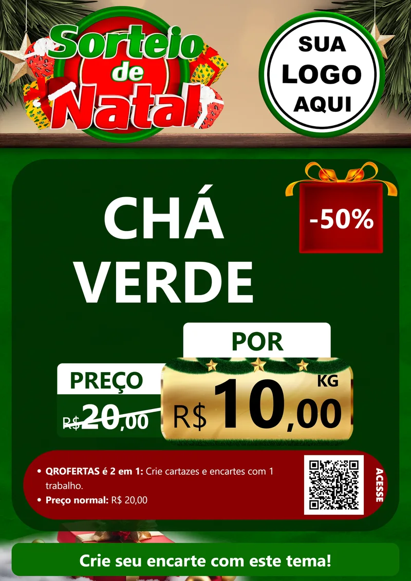 Modelo de Cartaz para Cartaz A4 Vertical com o tema Sorteio de Natal para Produtos Naturais