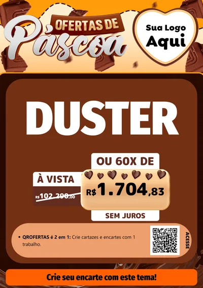 Modelo de Cartaz para Cartaz A4 Vertical com o tema Ofertas de Páscoa para Concessionaria de Carros