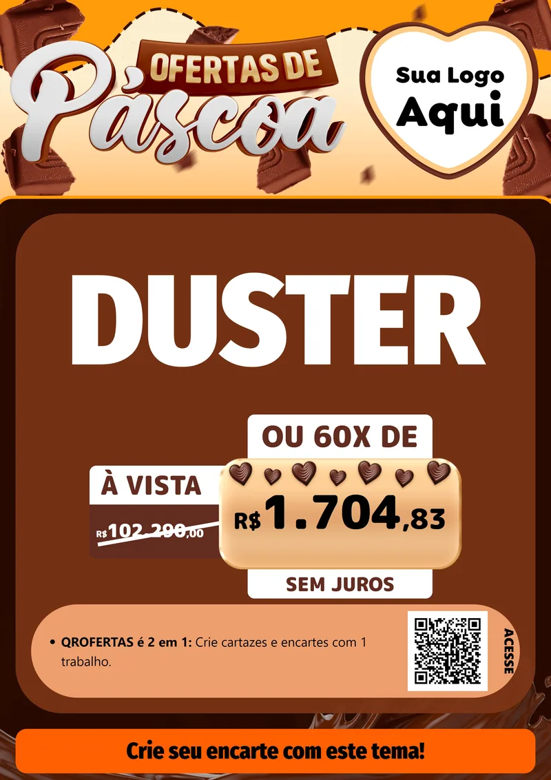 Modelo de Cartaz para Cartaz A4 Vertical com o tema Ofertas de Páscoa para Concessionaria de Carros