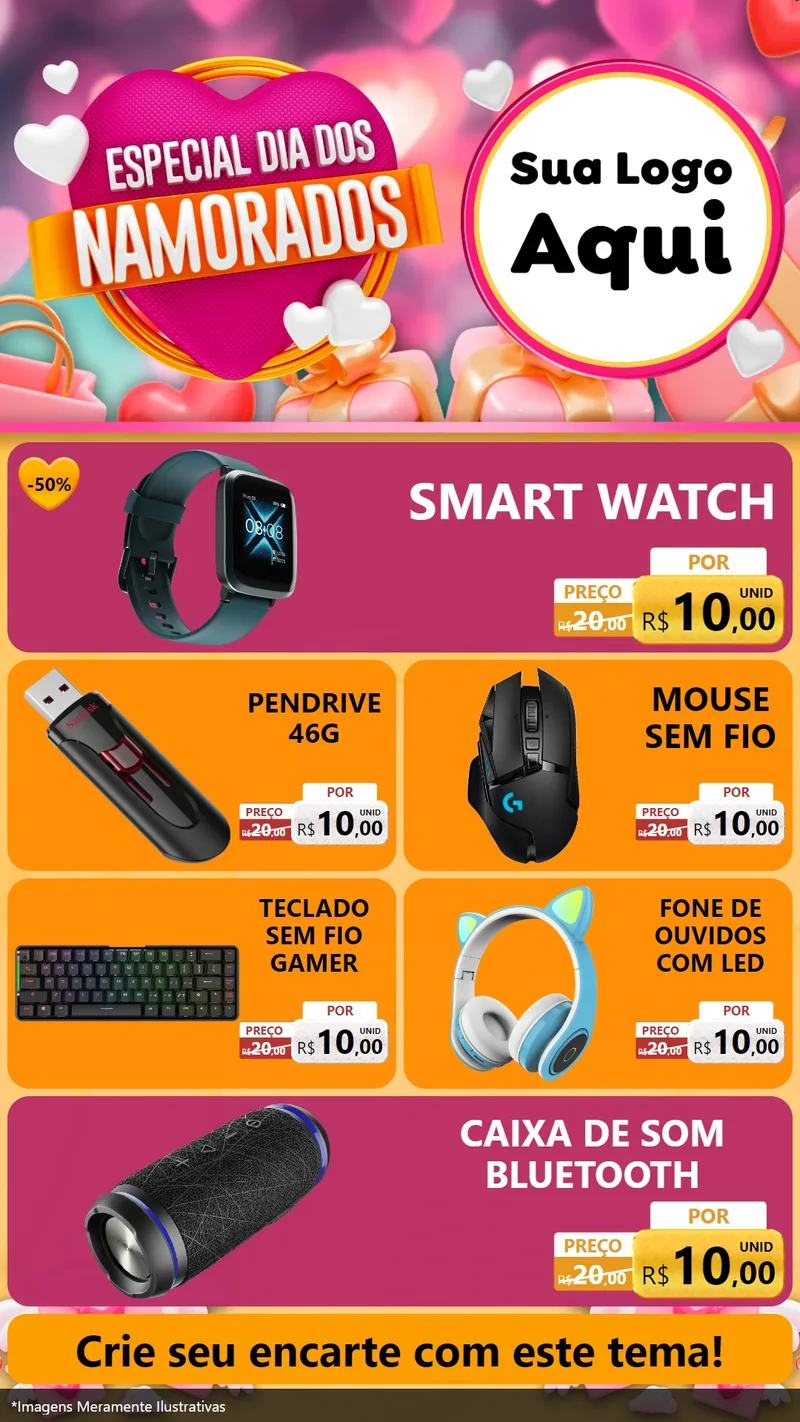 Modelo de TV para TV Vertical com o tema Especial Dia dos Namorados para Informática